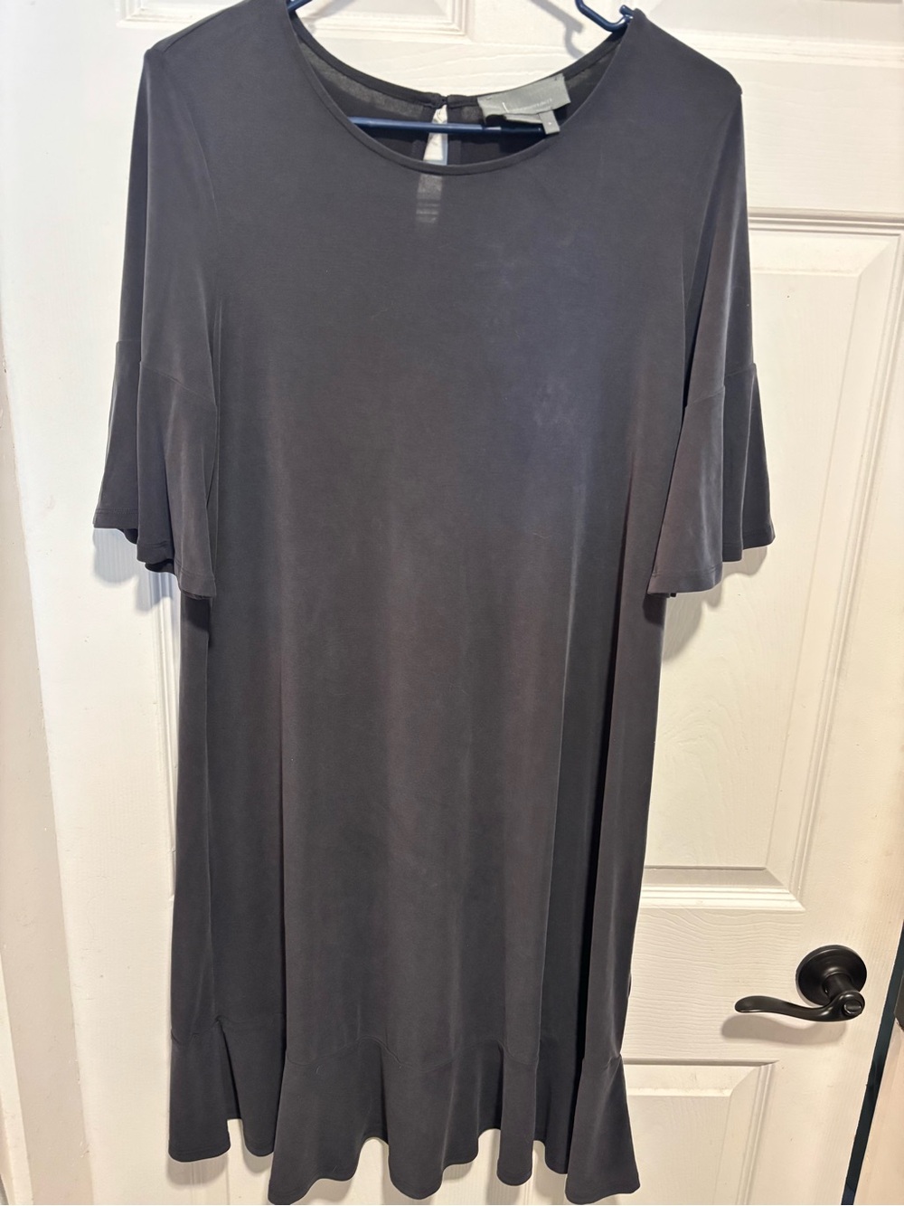 Anthropologie Gray Flutter-Sleeve Shift Dress